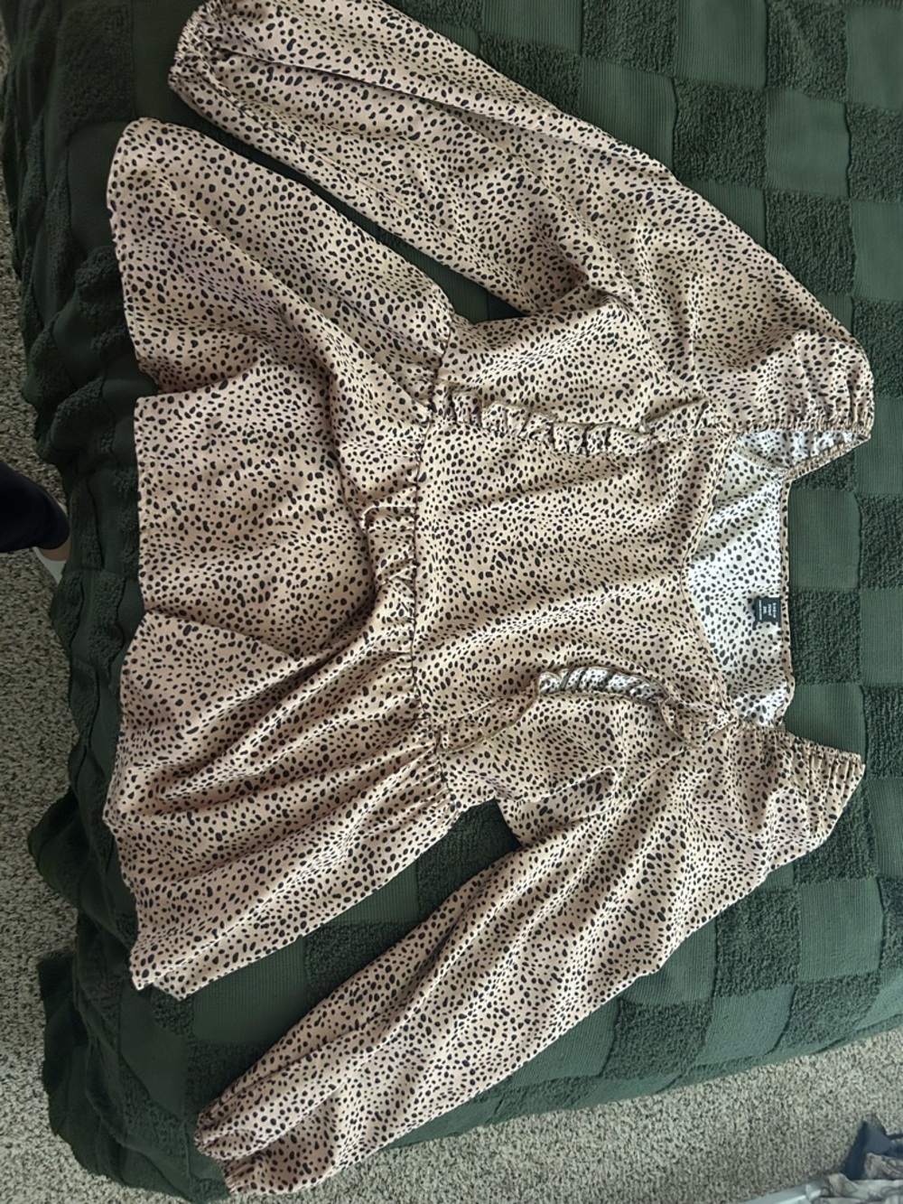 SHEIN Curve Beige and Black Spotted Blouse